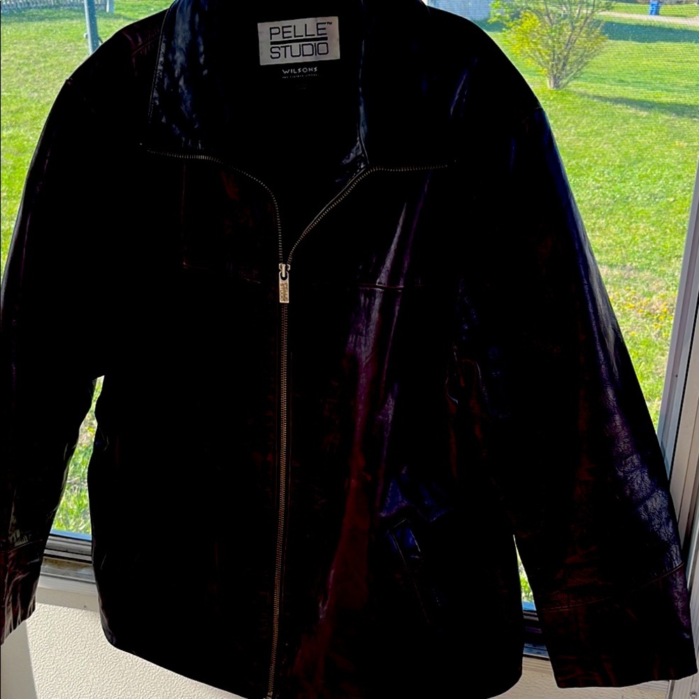 Pelle Studio Brown Leather Jacket with Stand-Up Collar